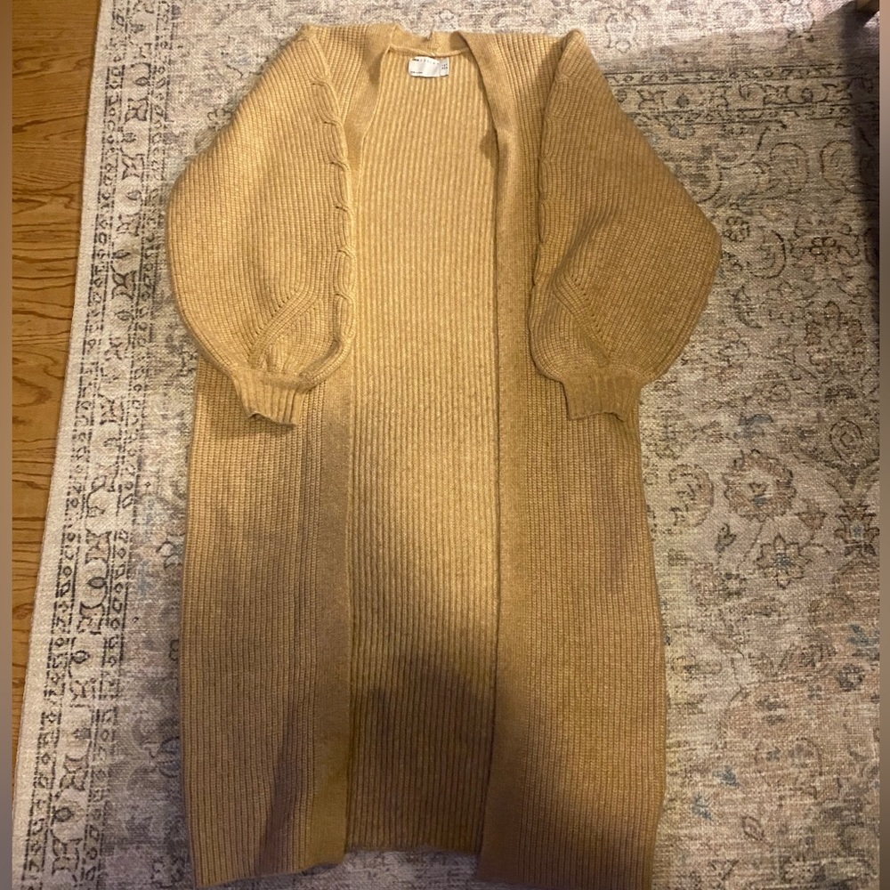 ASOS longline cardigan with balloon cable sleeves
